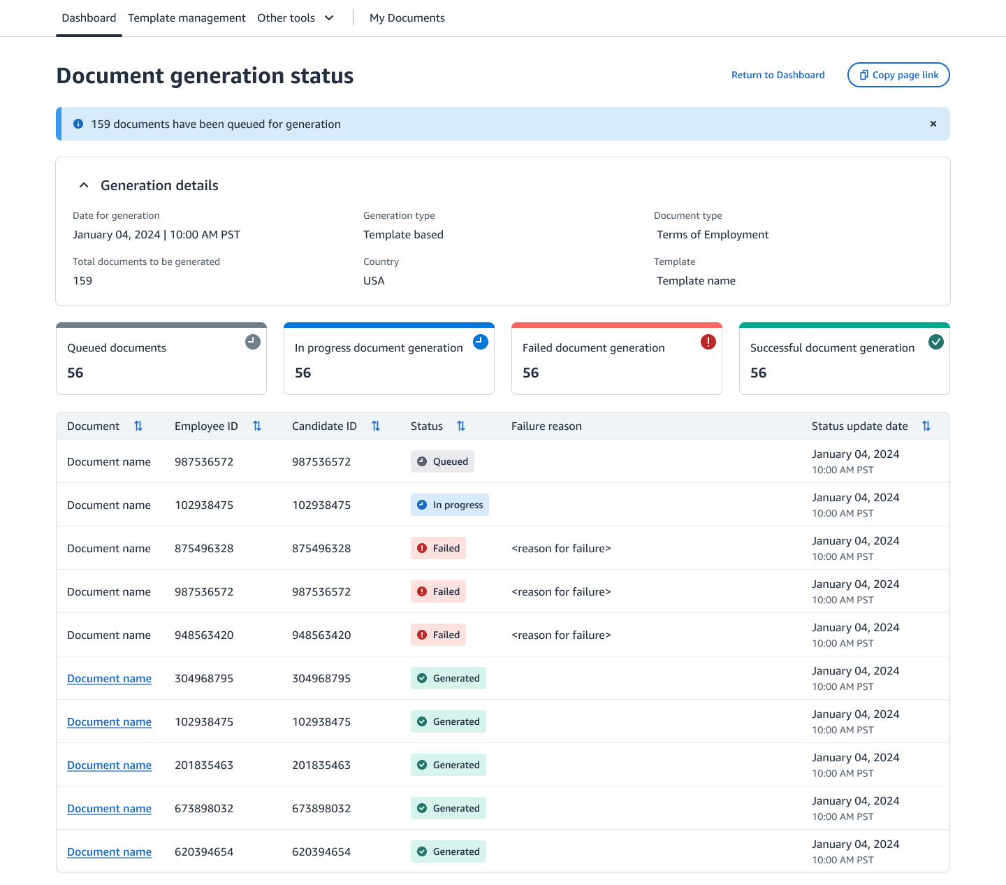 Document generation report