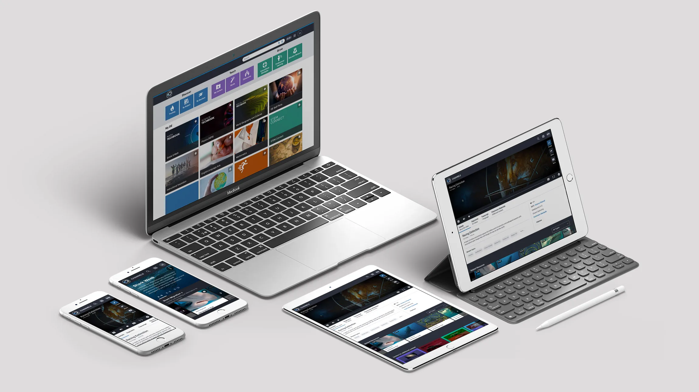 Discovery Education platform shown across multiple devices