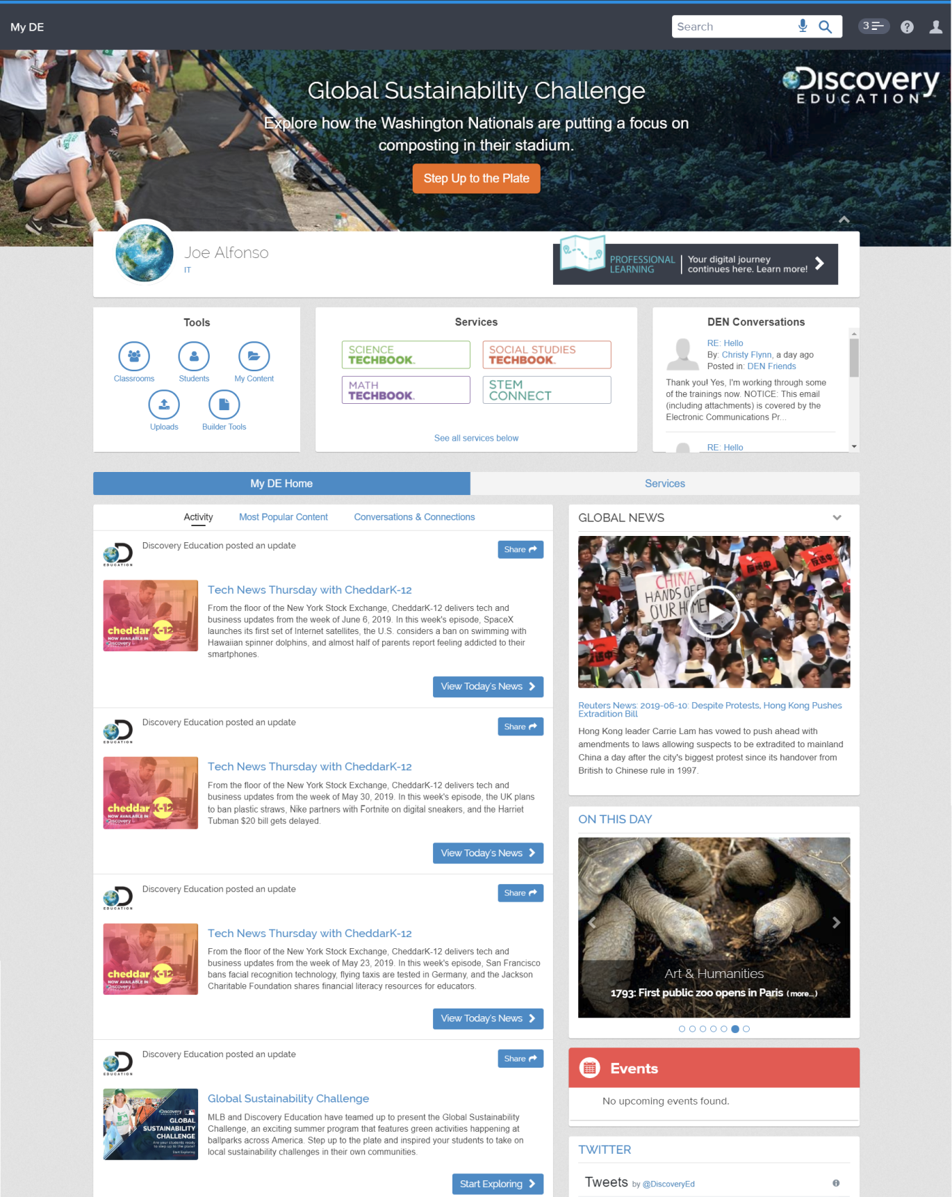 The original Discovery Education homepage