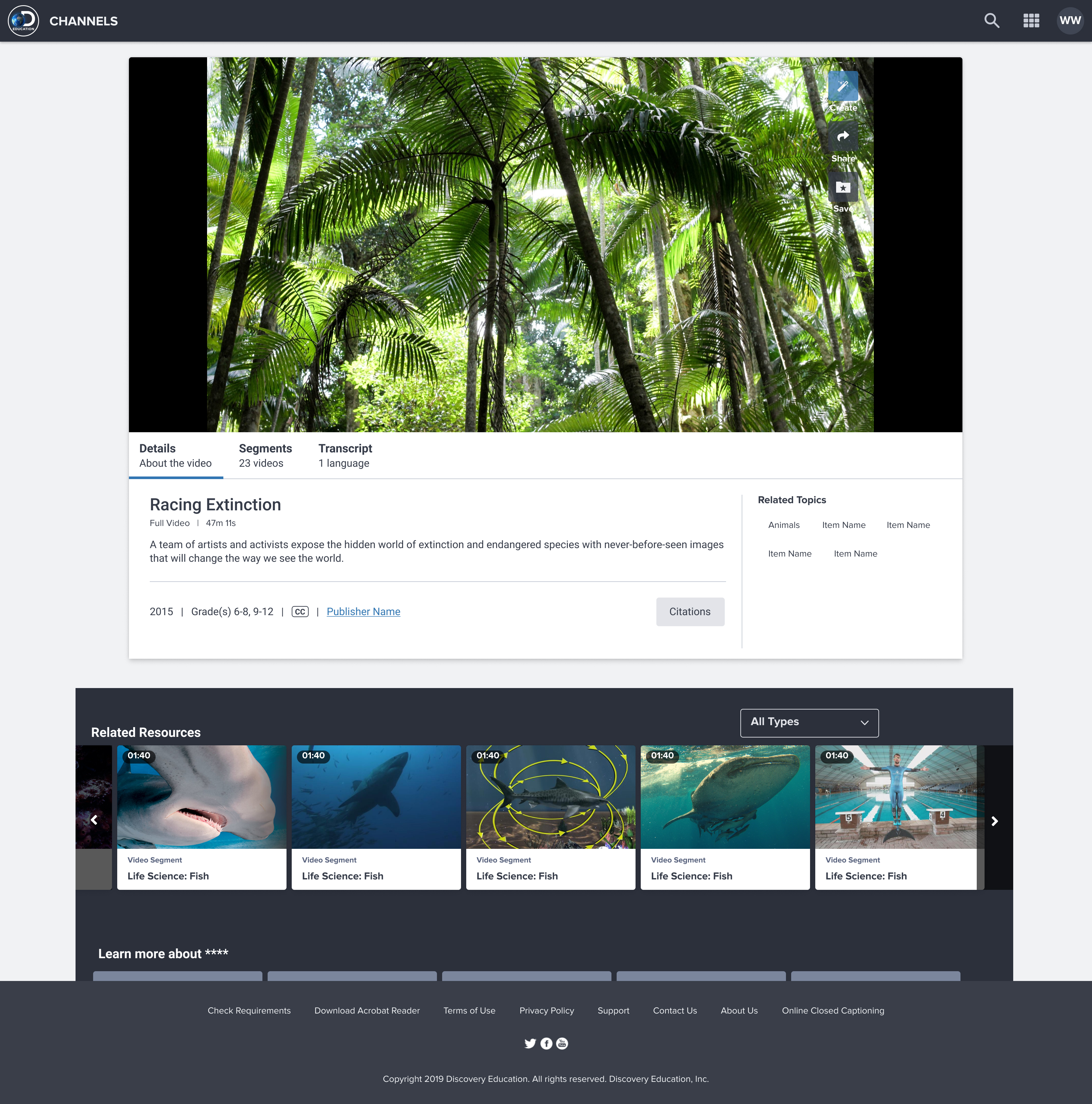 Large card concept exploration for related content