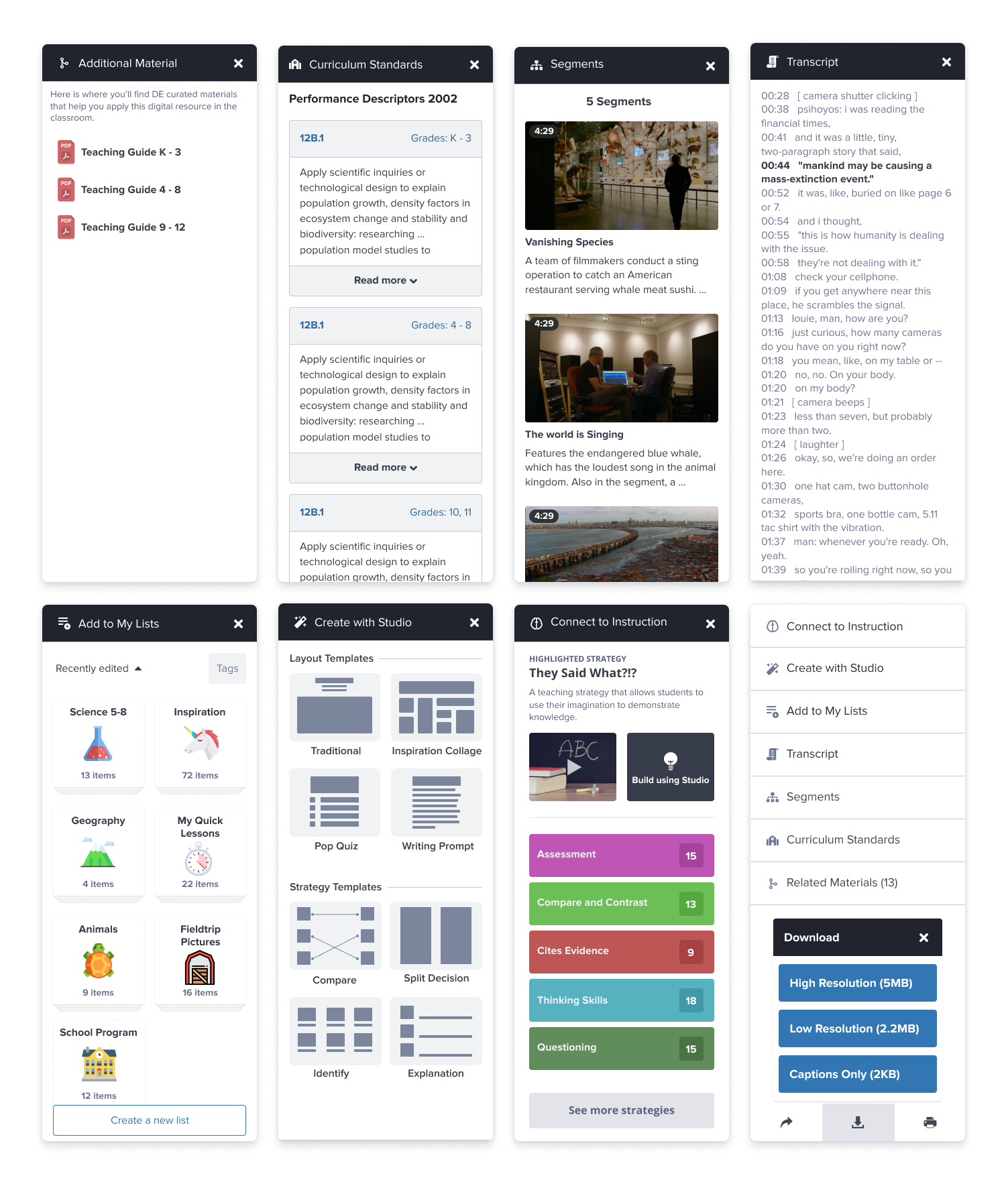 Early sidebar and side panel concept explorations