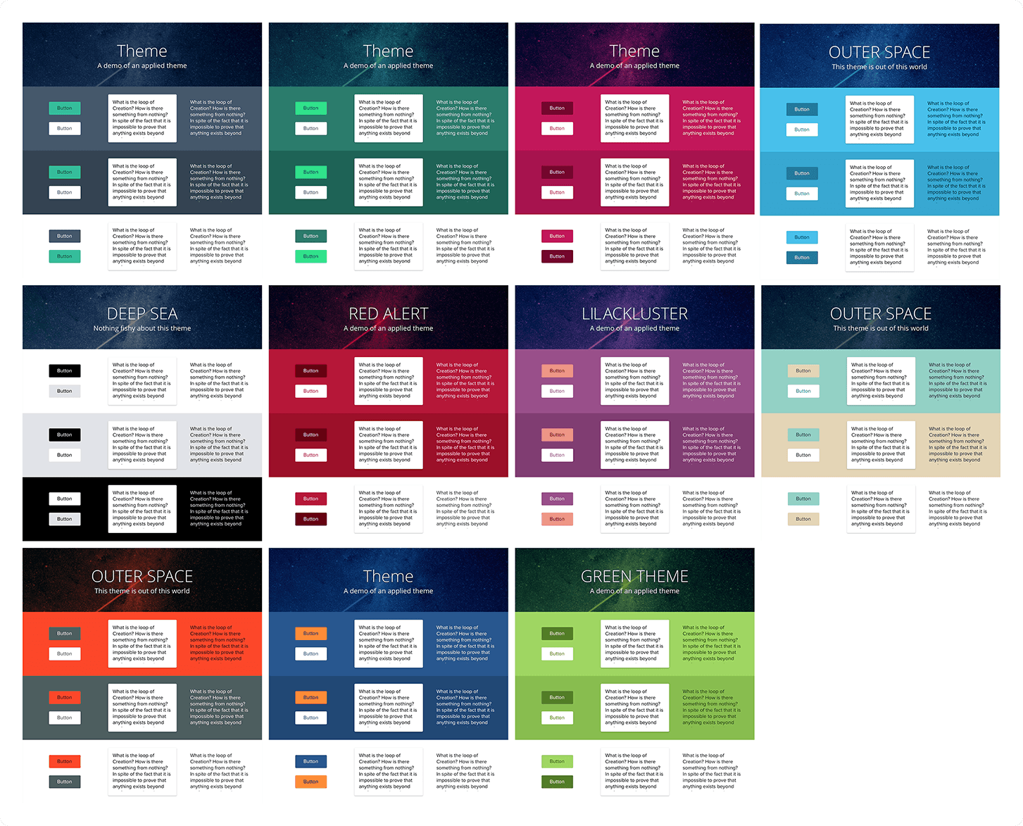 Three accessible color theme examples in Studio