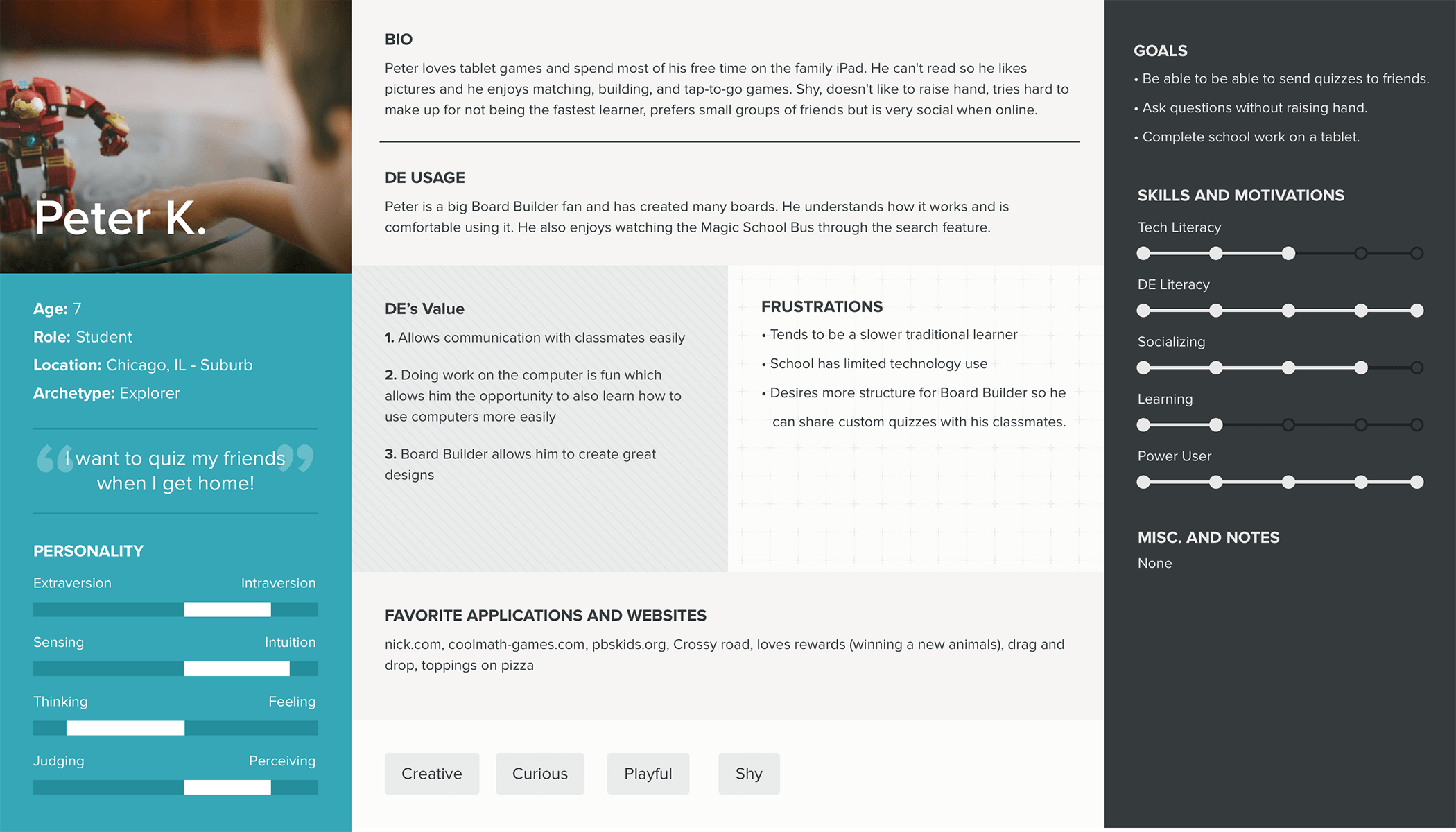 Sample persona used during early research phases