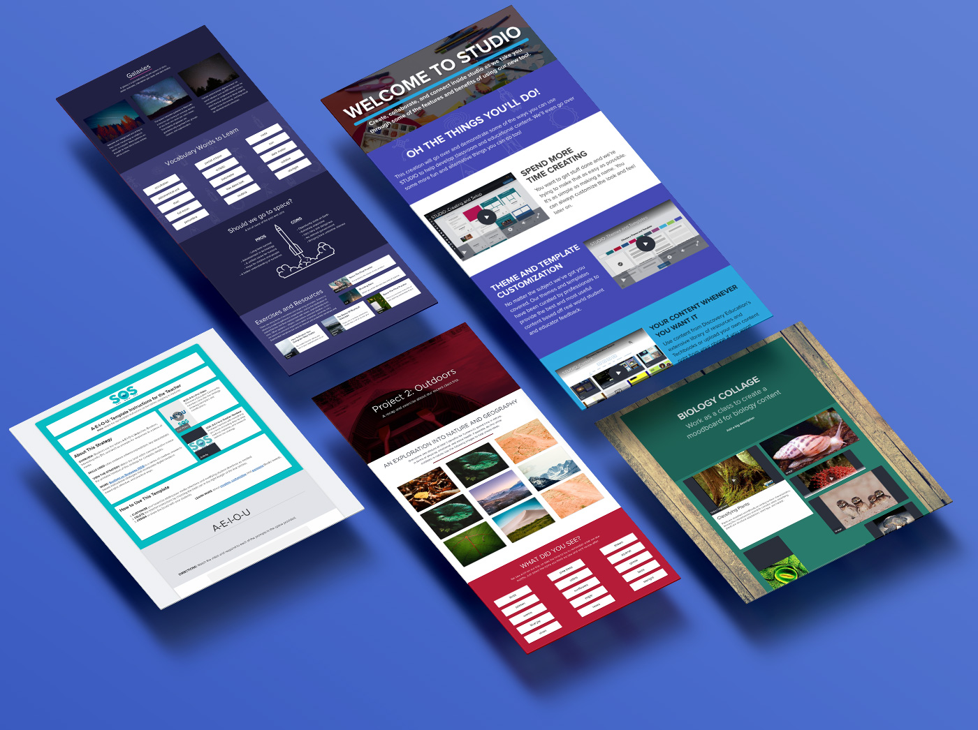 Discovery Education Studio boards shown across multiple devices