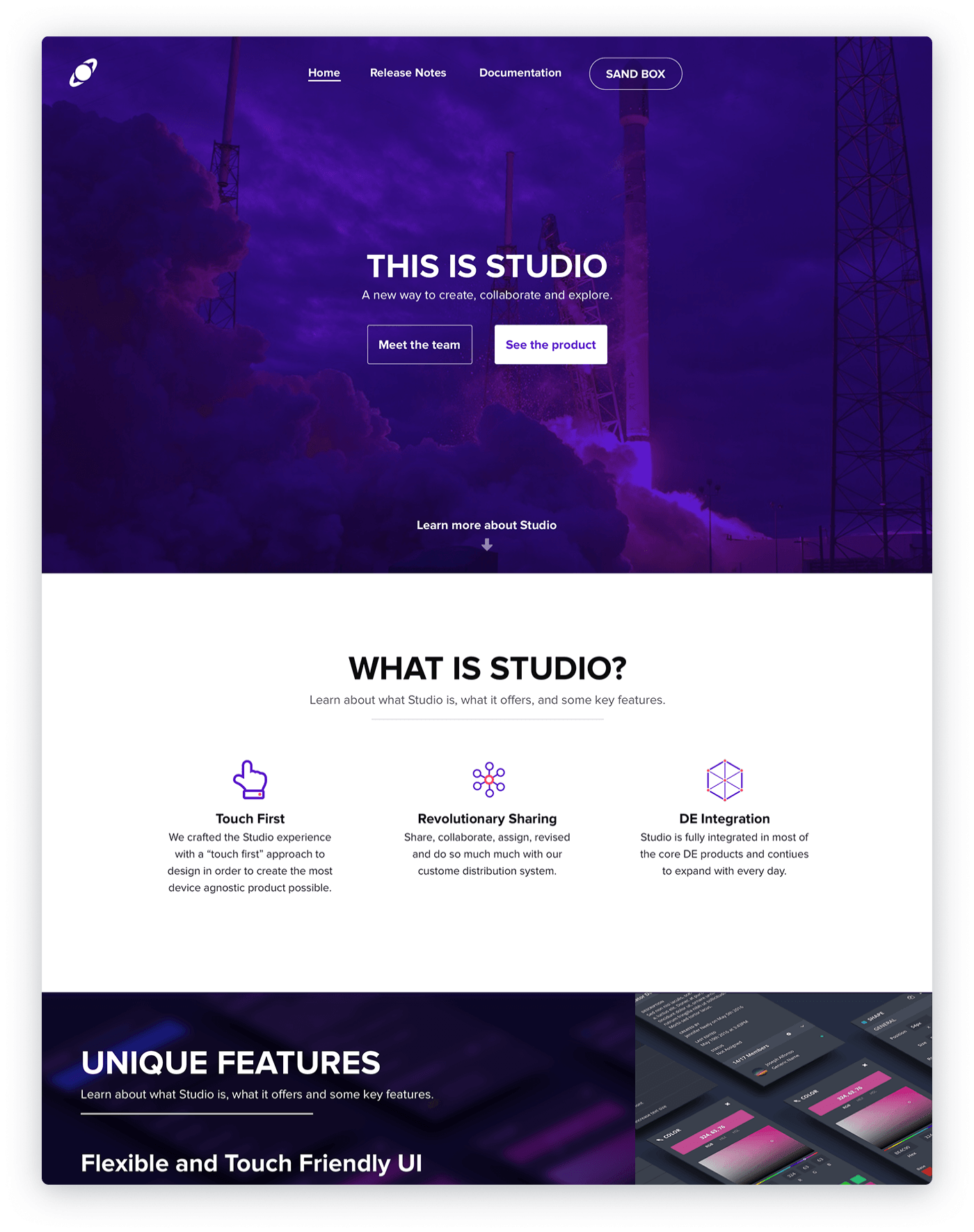 Studio promotional marketing site