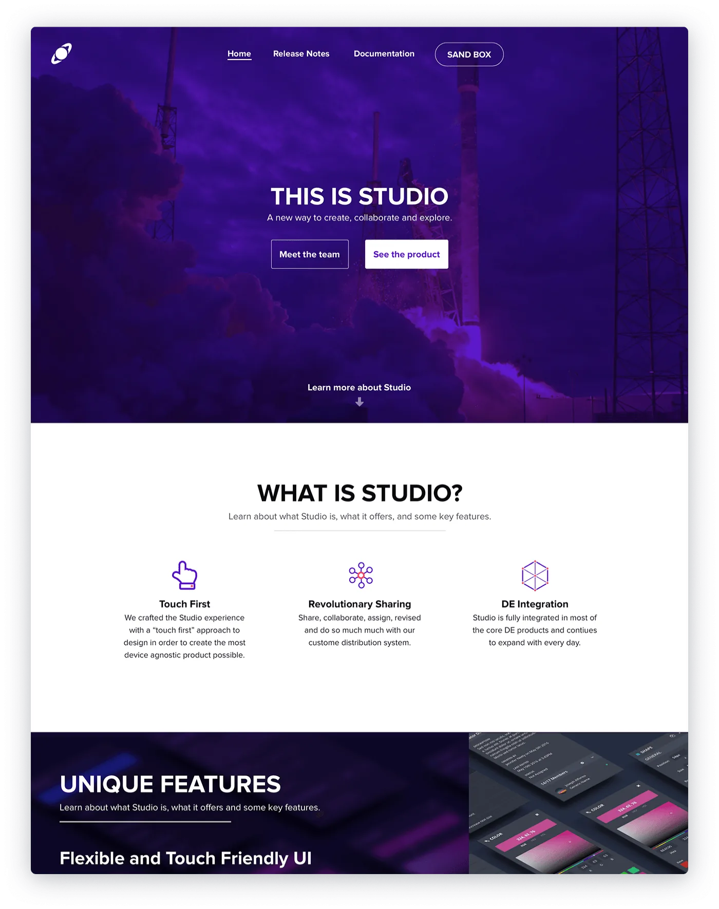 Studio promotional marketing site