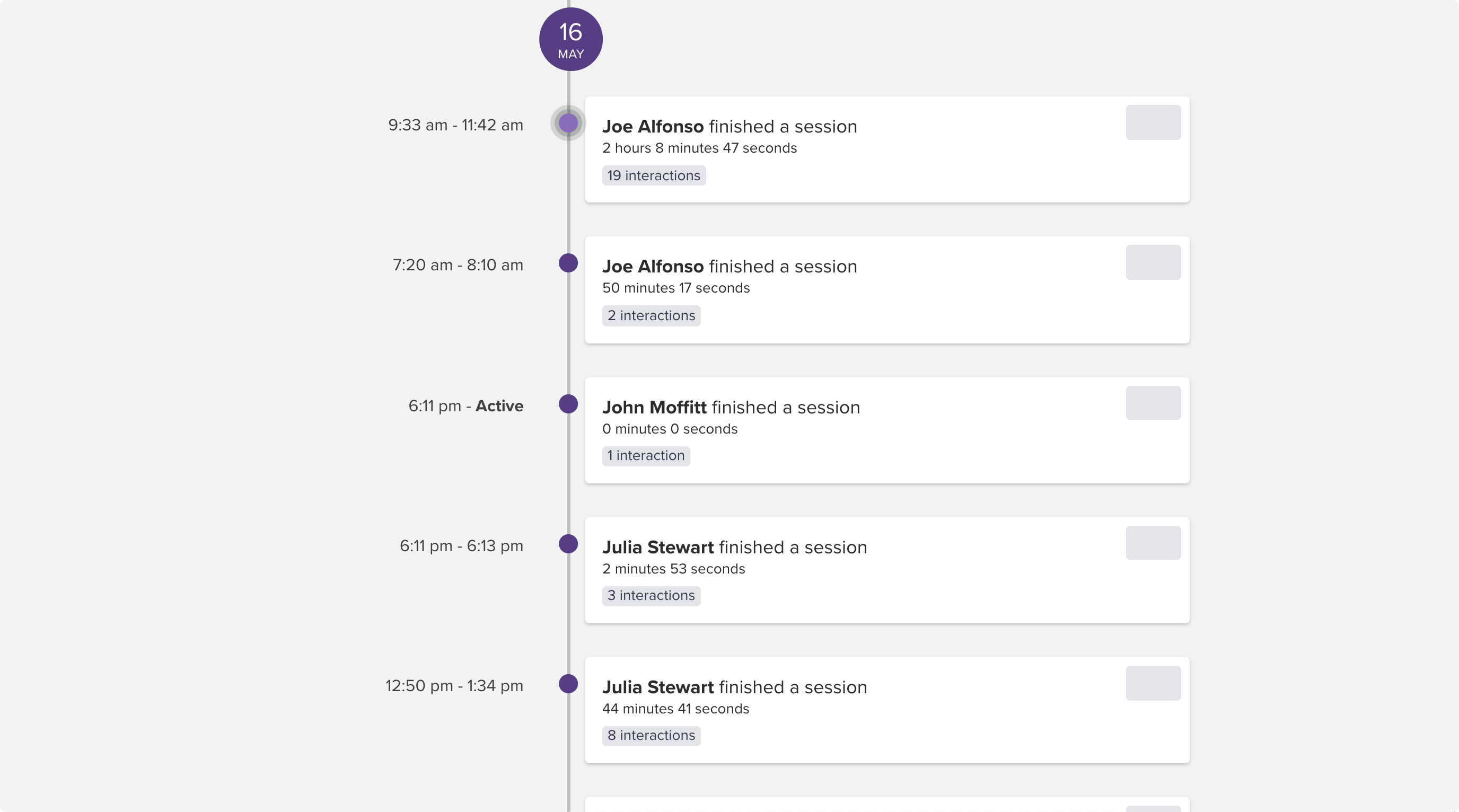 Studio board history and timeline interface